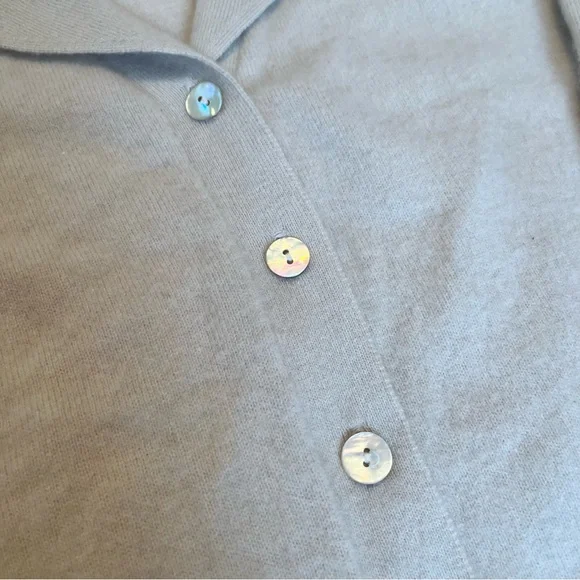100% CASHMERE Vintage Precious Fibers Beige Oyster Button Cardigan Sweater M - Picture 7 of 16